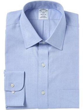 Solid Light Blue Non-Iron Polo Button Down Shirt for Men - Classic Fit